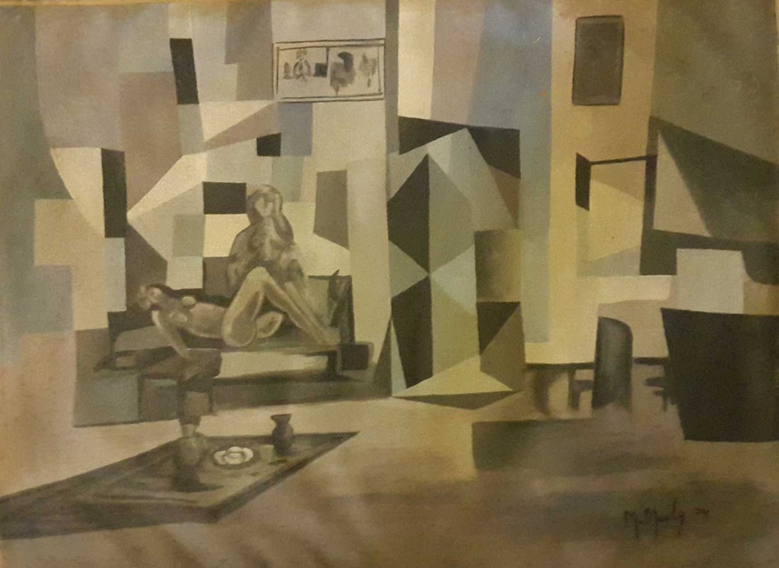 LARGE MARCEL MOULY PAINTING-Nus Abstrait- SIGNED (1 of 5)