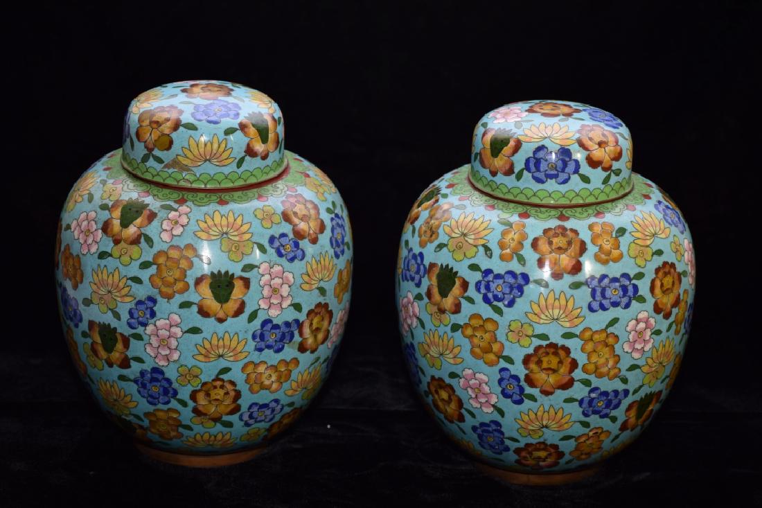 Pair of Large Chinese Cloisonne Covered Jars (1 of 4)