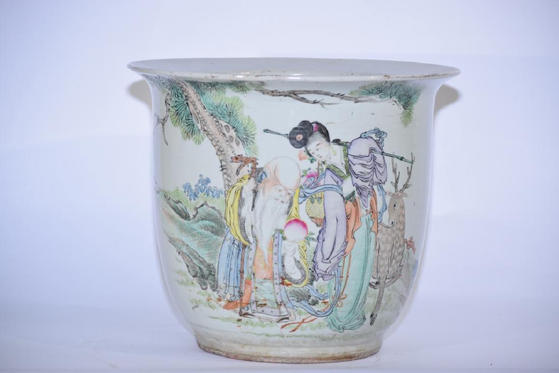 Qing Chinese "Ying Yue Xuan" Famille Verte Flower Pot (1 of 9)