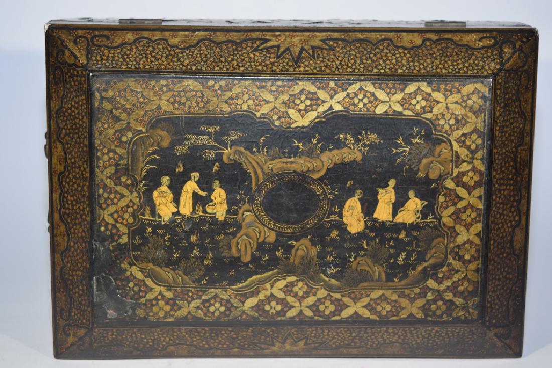 18th C. Chinese Black Lacquer Jewelry Box (1 of 12)