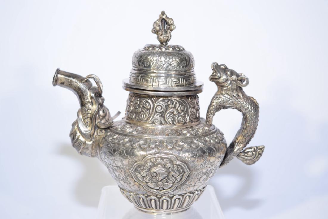 Tibetan Silver Teapot, 13oz (1 of 8)