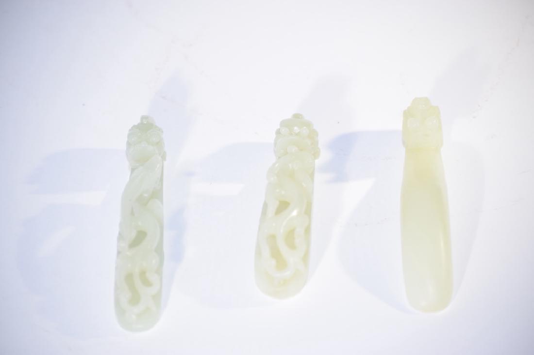 Three Chinese White Jade Carved Belt Hooks (1 of 2)