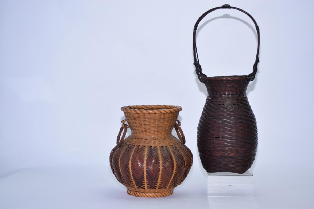 Two Japanese Rattan Baskets: Two Japanese rattan baskets. Size varies. Age wear.