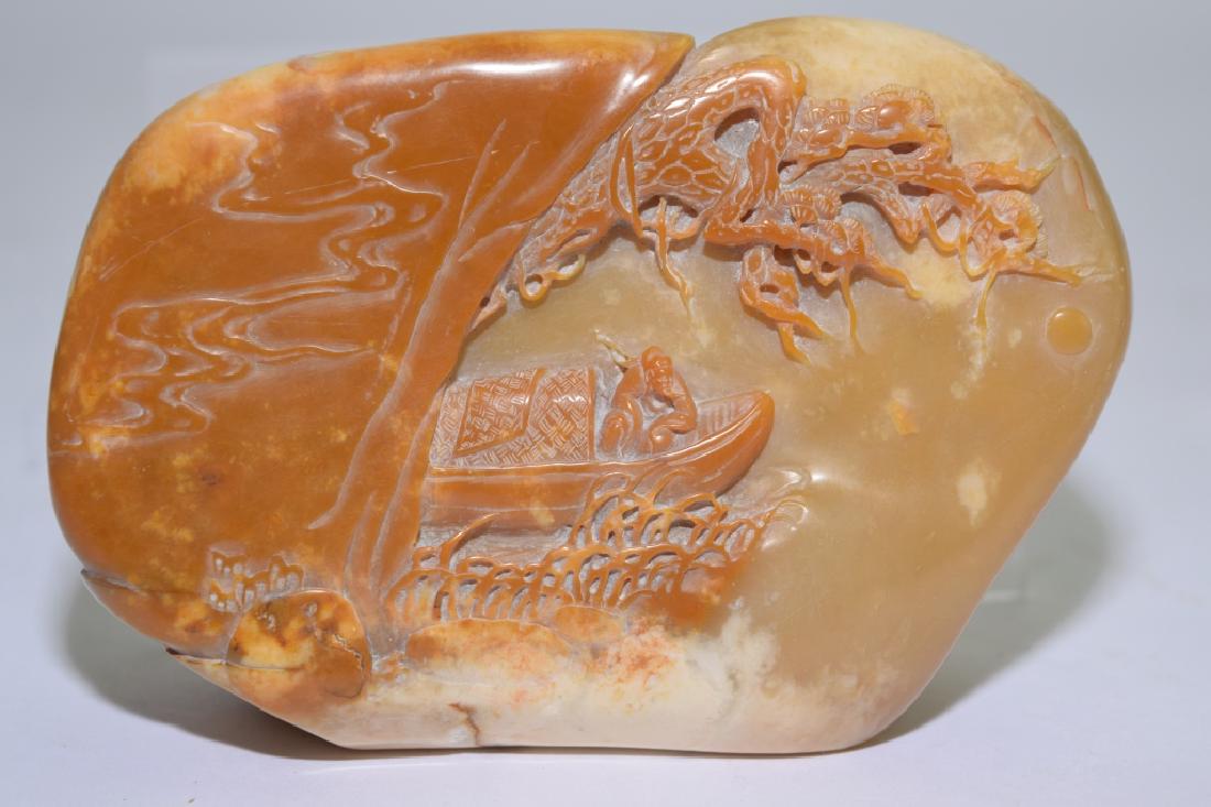 Chinese Soapstone Carving: Chinese soapstone carving. 4.5in. Age wear.