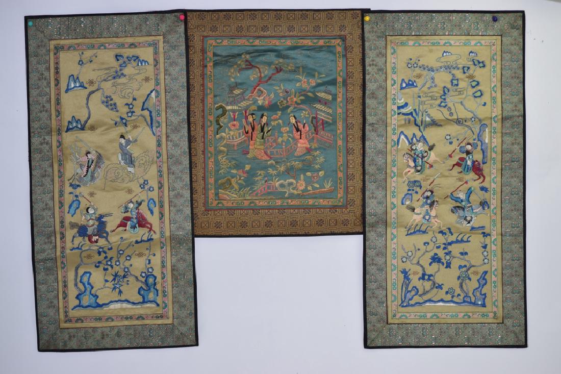 Three Chinese Embroideries of Figures (1 of 4)