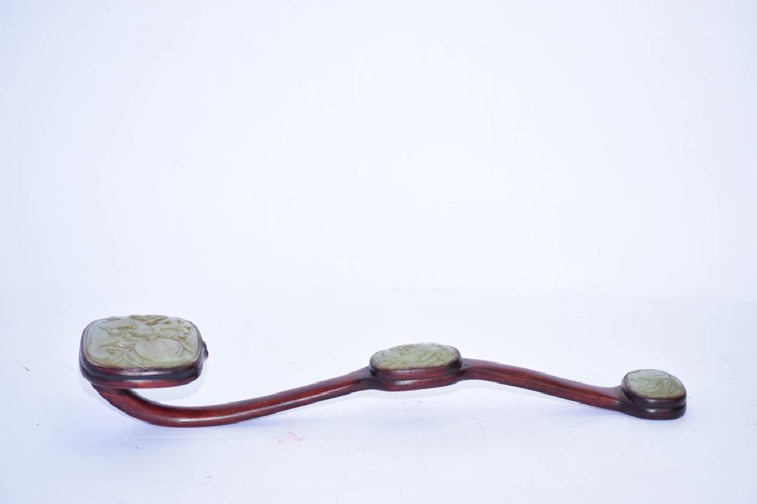 Republic Chinese Jade Inlaid Wood Ruyi (1 of 6)