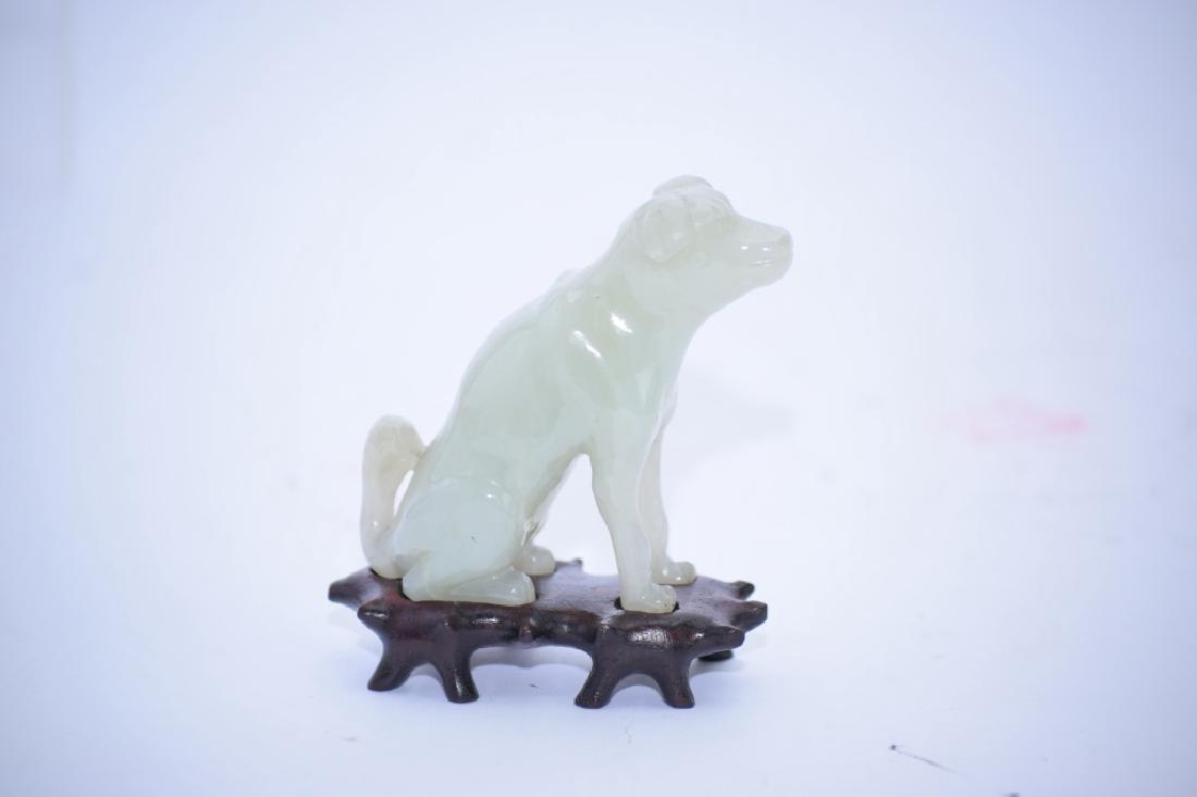 Late Qing Chinese White Jade Carved Dog (1 of 6)
