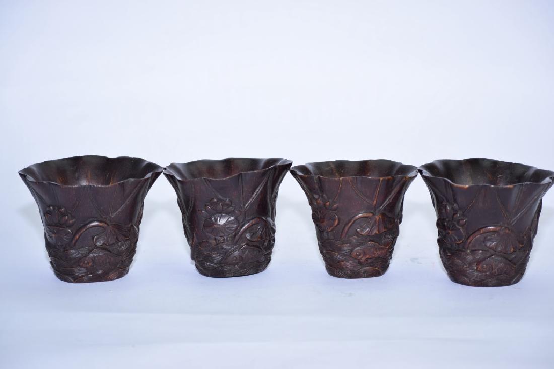 Set of Four Republic Chinese Bamboo Carved Cups (1 of 4)