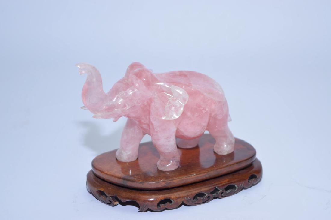 Chinese Rose Quartz Carved Elephant (1 of 1)