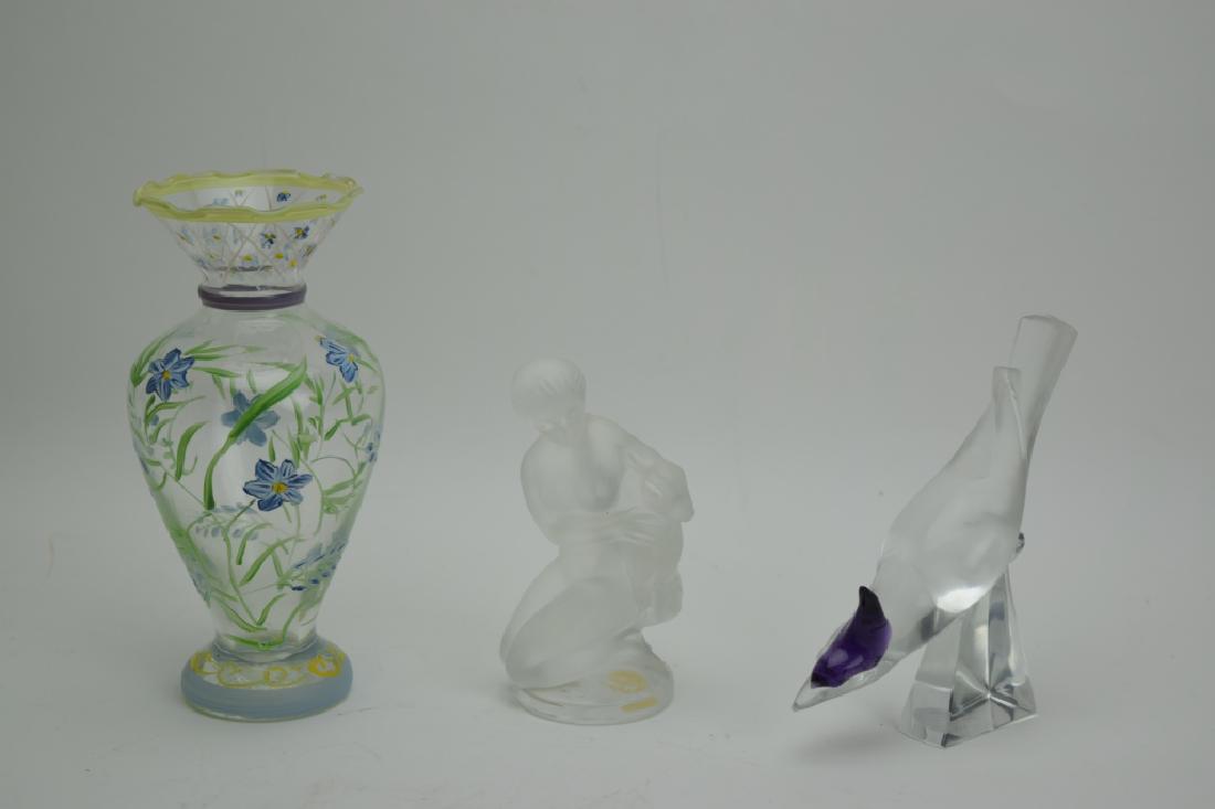 Two Lalique Crystals and a Handpainted Vase (1 of 4)