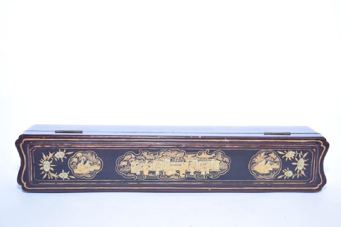 Qing Chinese Lacquer Gold Painted Fan Box (1 of 3)