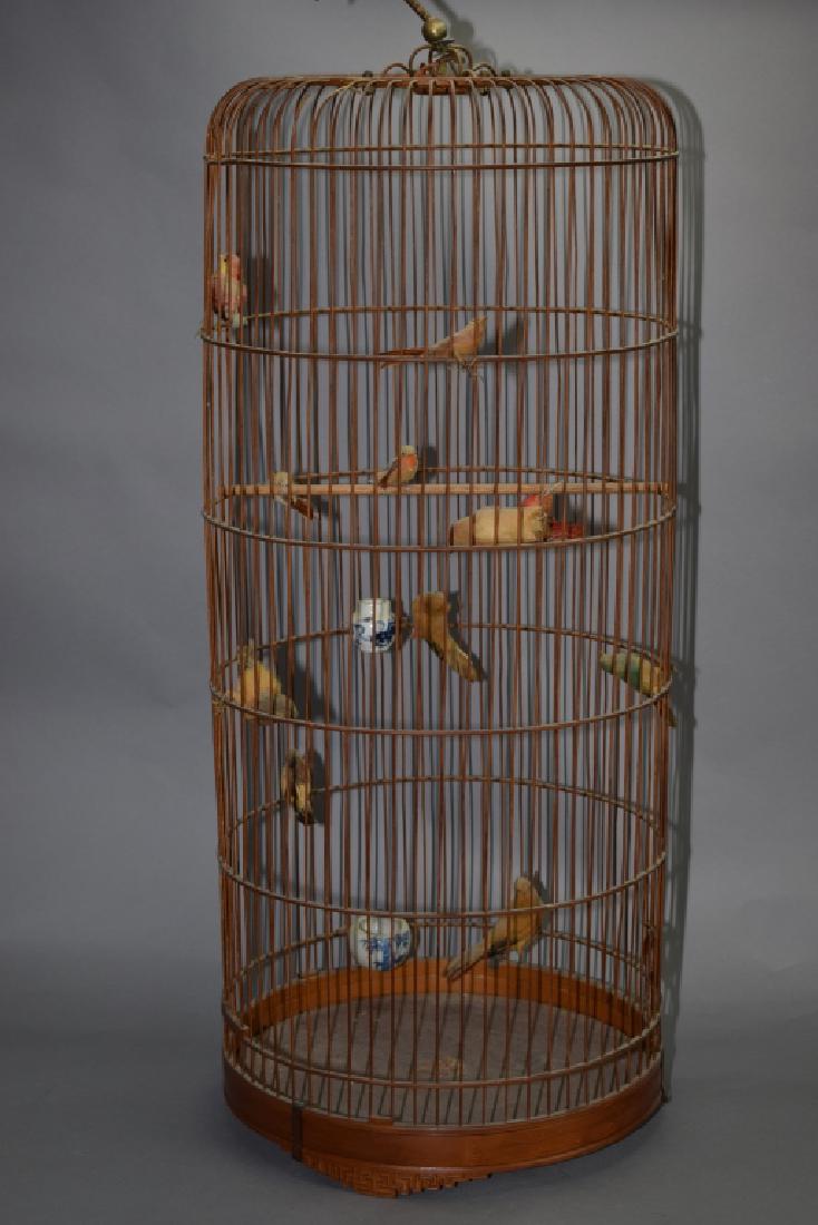 Large Chinese Bamboo Carved Bird Cage (1 of 2)