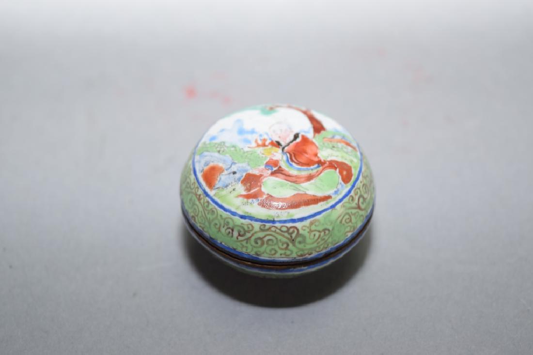 Chinese Enamel over Bronze Stamp Ink Box (1 of 2)