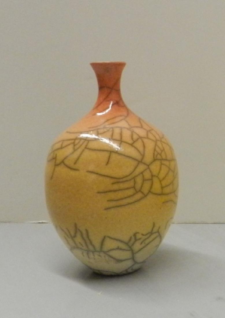 Untitled Peach Raku Vessel by Pam Summers (1 of 1)