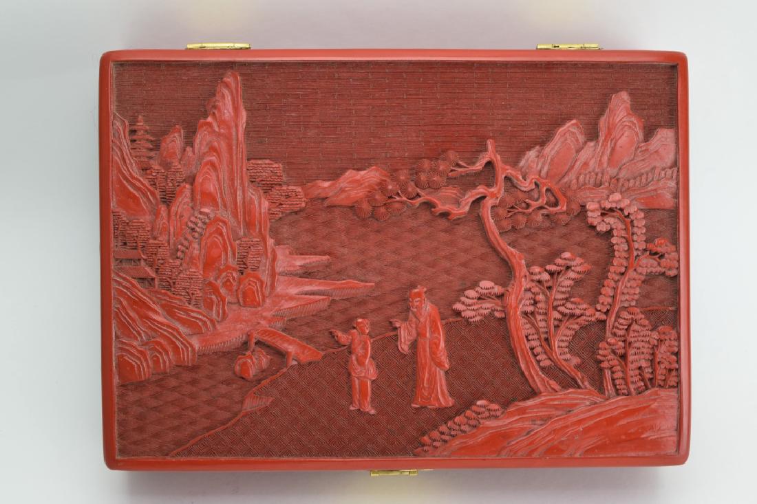 Chinese Cinnabar Carved Jewelry Box (1 of 5)