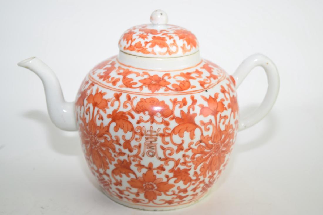 19th C. Chinese Iron Red Teapot (1 of 4)