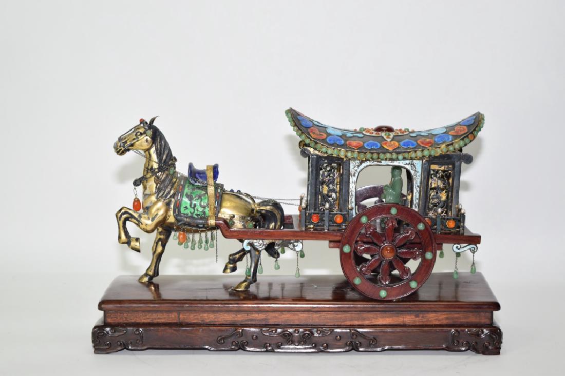 Large Chinese Enamel over Silver Horse Carriage (1 of 7)