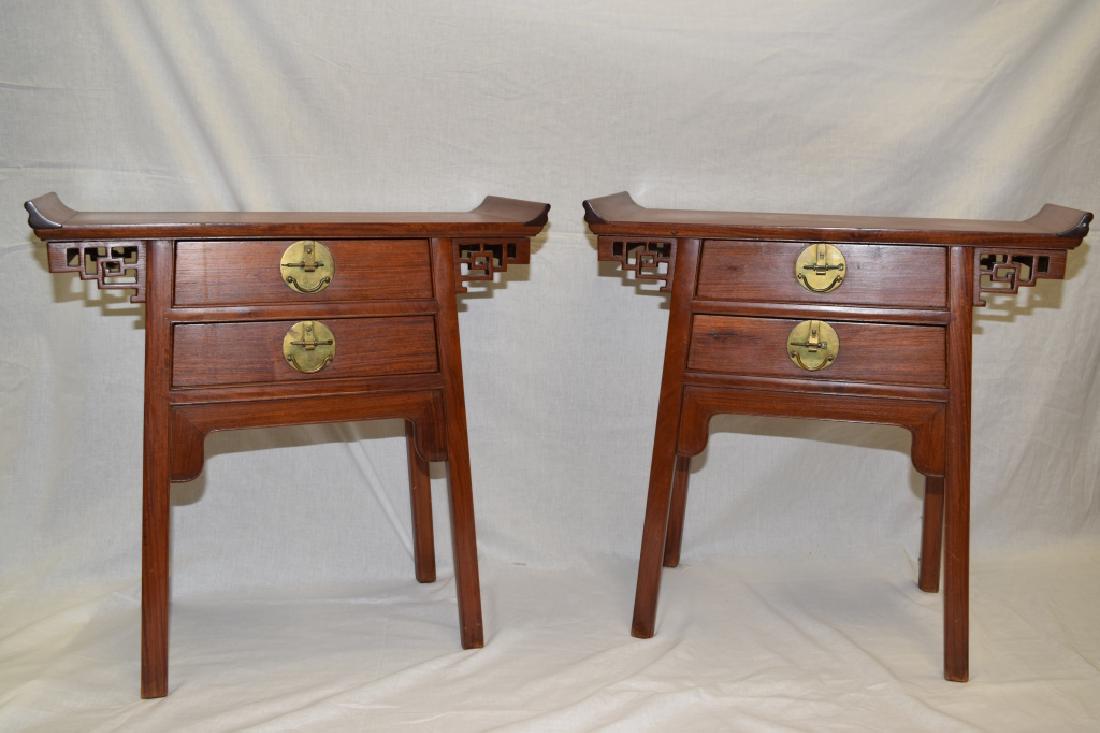 Pair of Chinese Rosewood Carved Altar Side Tables (1 of 4)