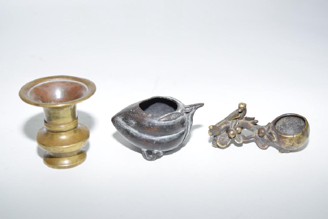 Qing Chinese Bronze Spitoon and Two Brush Washers (1 of 3)