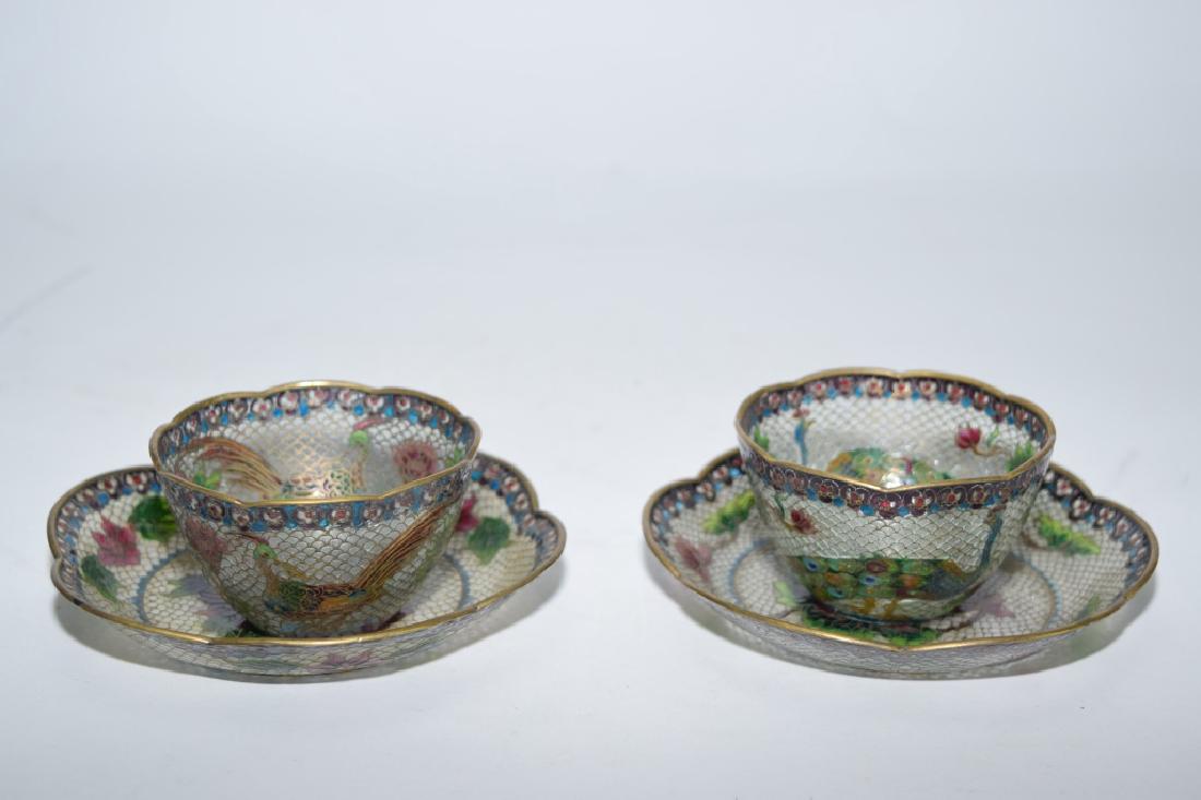 Pair of Chinese Peking Glass Cloisonne Tea Cups (1 of 3)