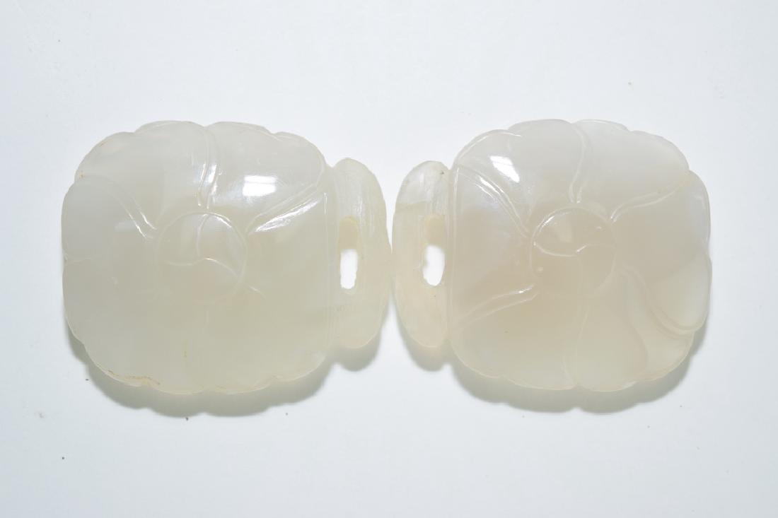 Two Chinese White Agate Carved Belt Buckles (1 of 3)
