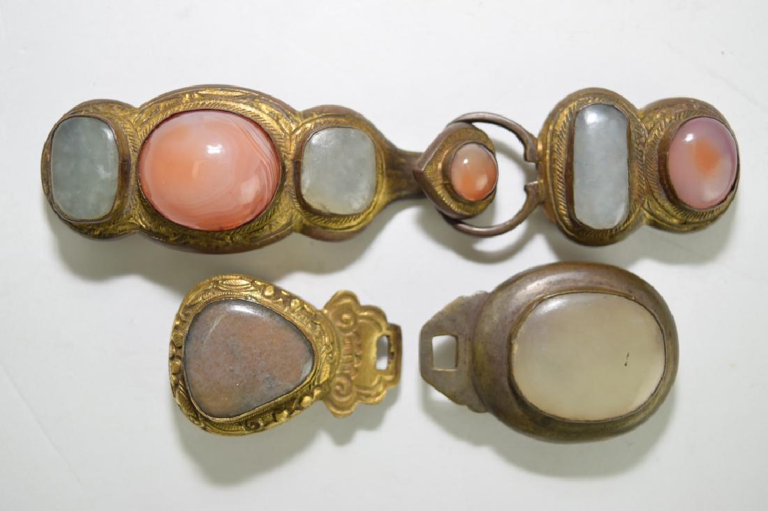 Four Chinese Gilt Bronze Precious Stone Inlaid Belt (1 of 4)
