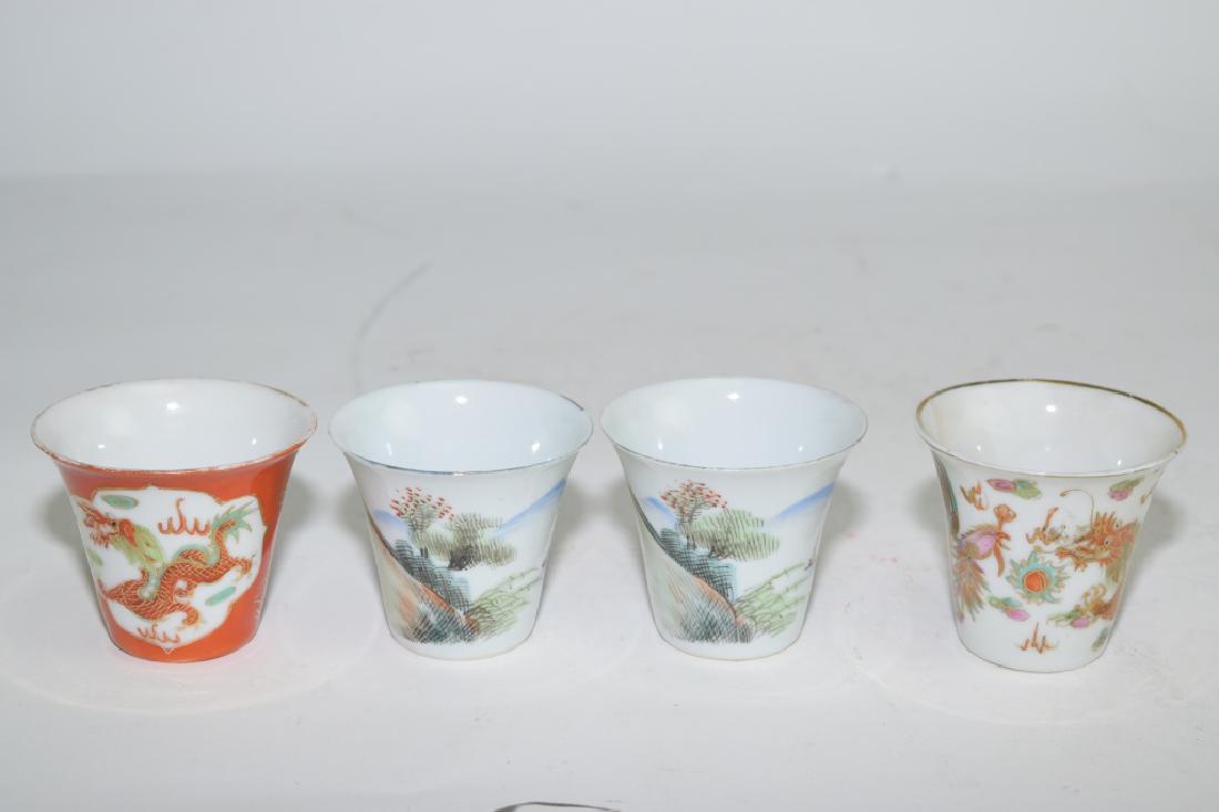 Four Chinese Famille Rose Tea Cups (1 of 3)
