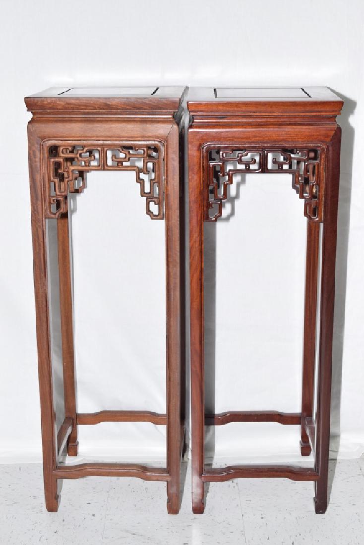 Pair of Chinese Rosewood Carved Tall Stands (1 of 4)