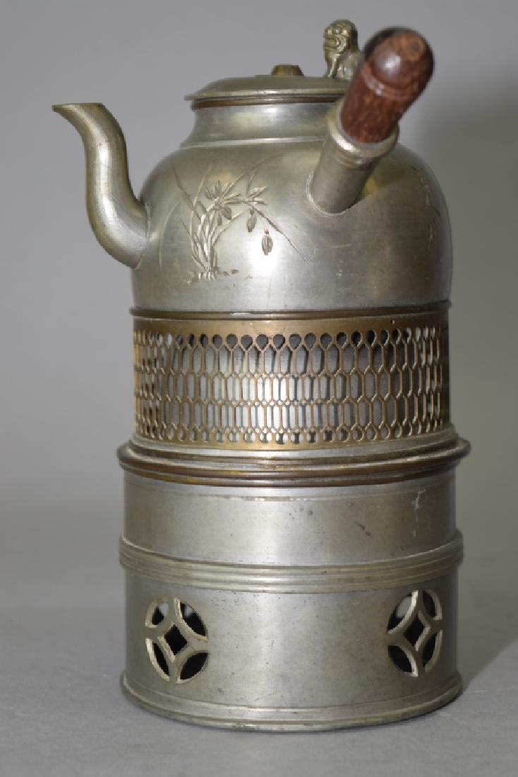 Republic Chinese Pewter Teapot and Heater Set (1 of 6)