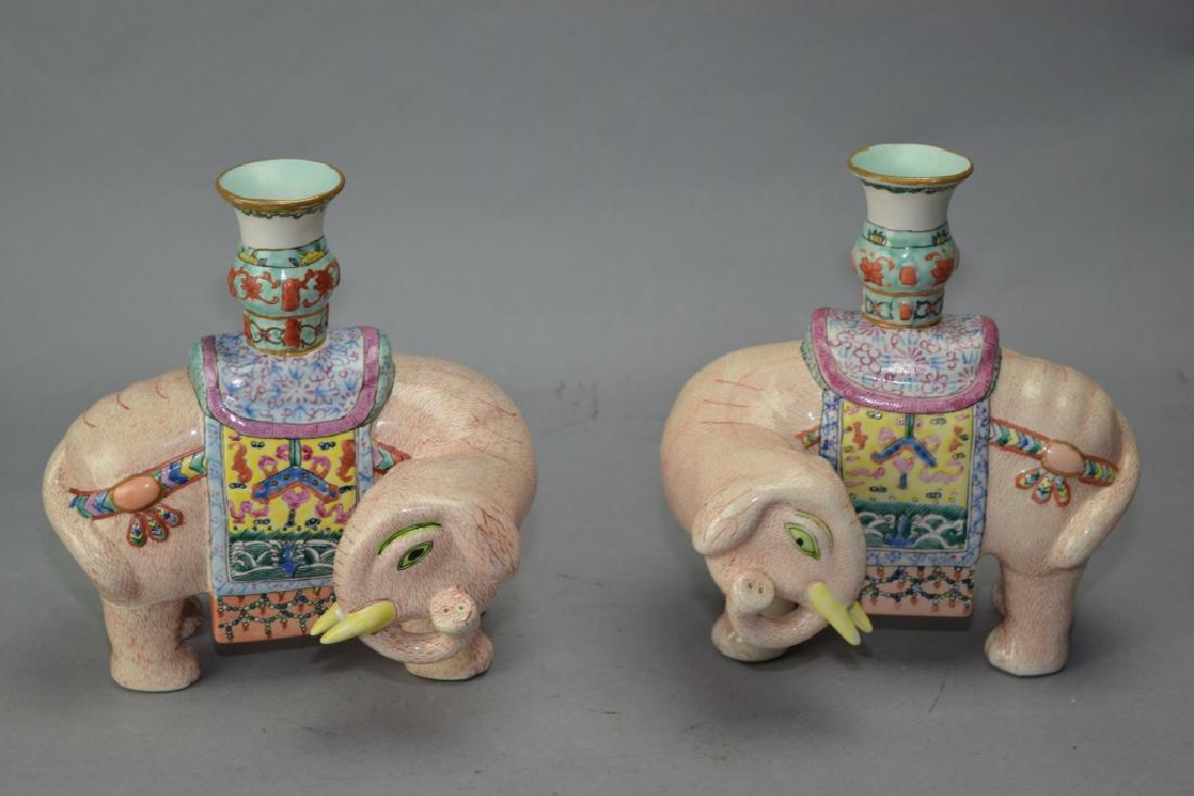 Pair of Republic Chinese Famille Rose Elephants (1 of 4)