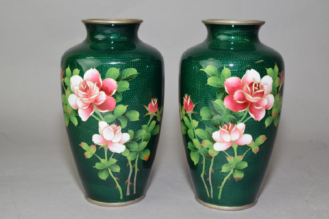 Pair of Japanese Cloisonne Vases (1 of 2)
