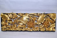 Large Chinese Gilt Wood Carved Relief Plaque