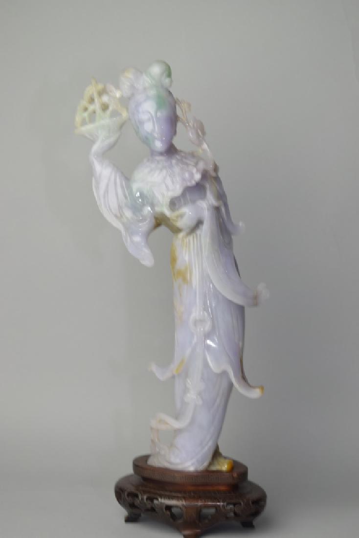 Qing Chinese Lavender Jadeite Carved Guanyin (1 of 6)