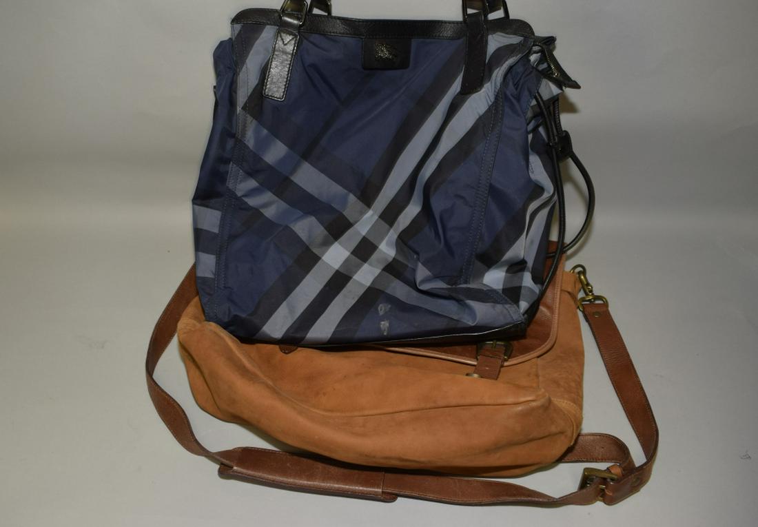 Leather Messenger Bag and Burberry Style Bag: Leather messenger bag and burberry style bag.