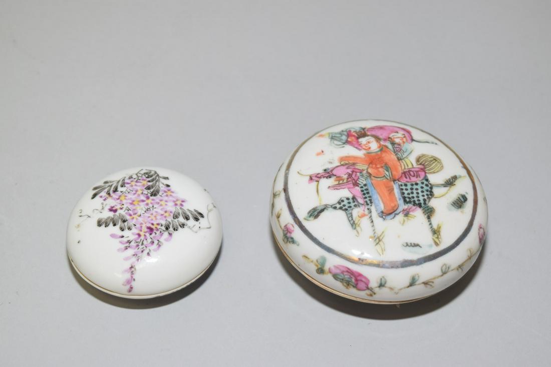 Two 19th C. Chinese Famille Rose Stamp Ink Box (1 of 3)