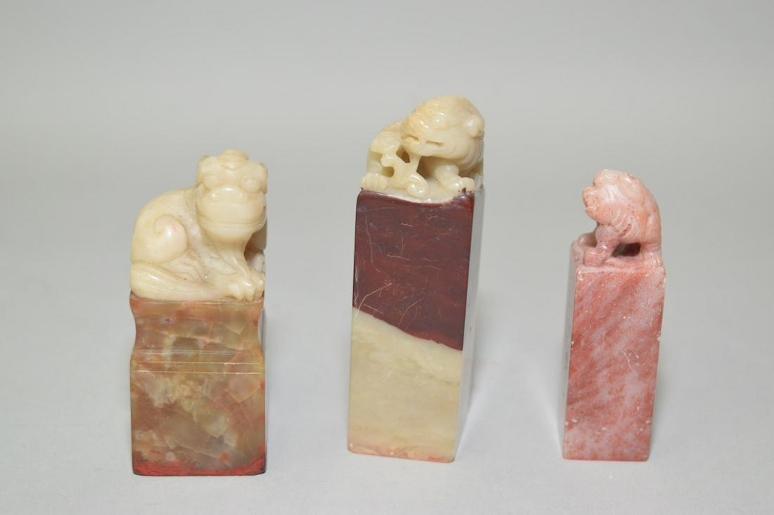 Group of Chinese Soapstone Carved Seals: Group of Chinese soapstone carved seals. Size varies.