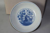Daoguang Chinese B&W Winter Three Friend Plate