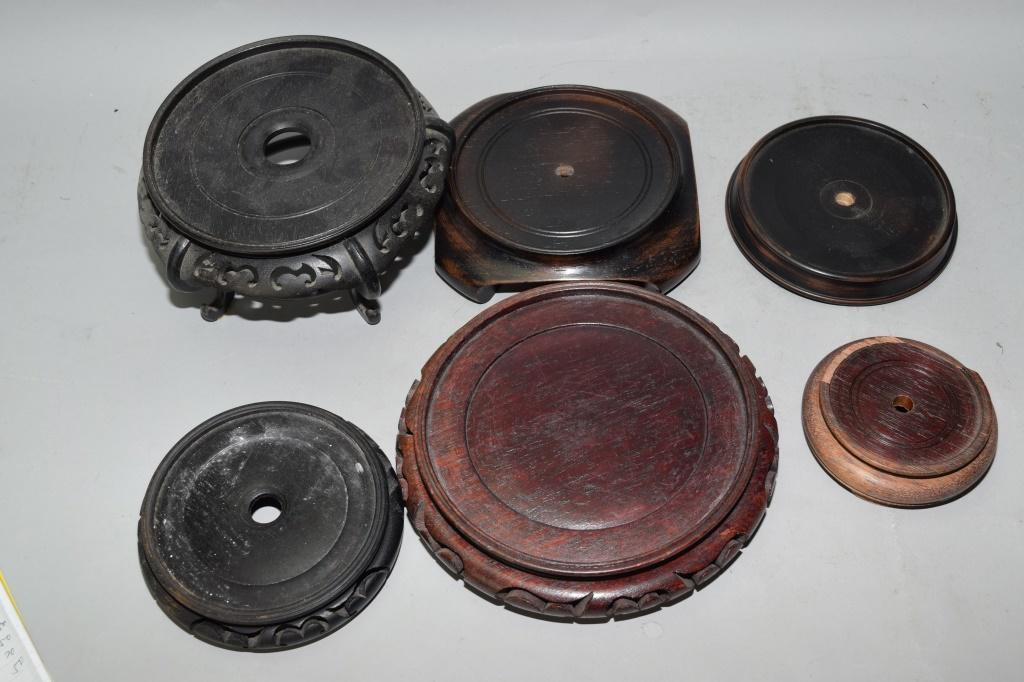Group of Chinese Wood Carved Stands: Group of Chinese wood carved stands. Size varies.