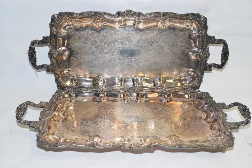 Two Large Sheridan Silverplated Butler Service Tray (1 of 4)