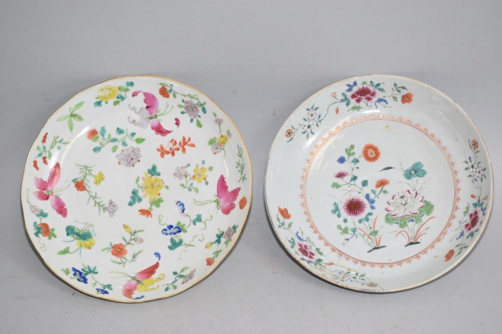 Two Qing Chinese Famille Rose Flowers Plates (1 of 5)