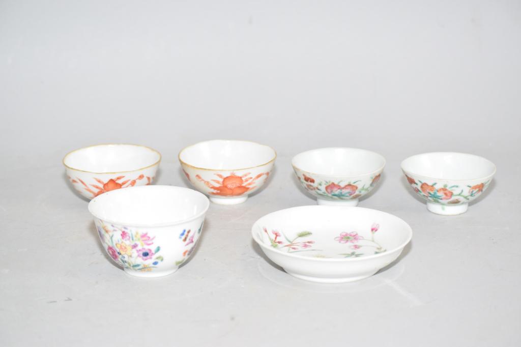 Group of Qing Chinese Famille Rose and Iron Red Wares (1 of 5)