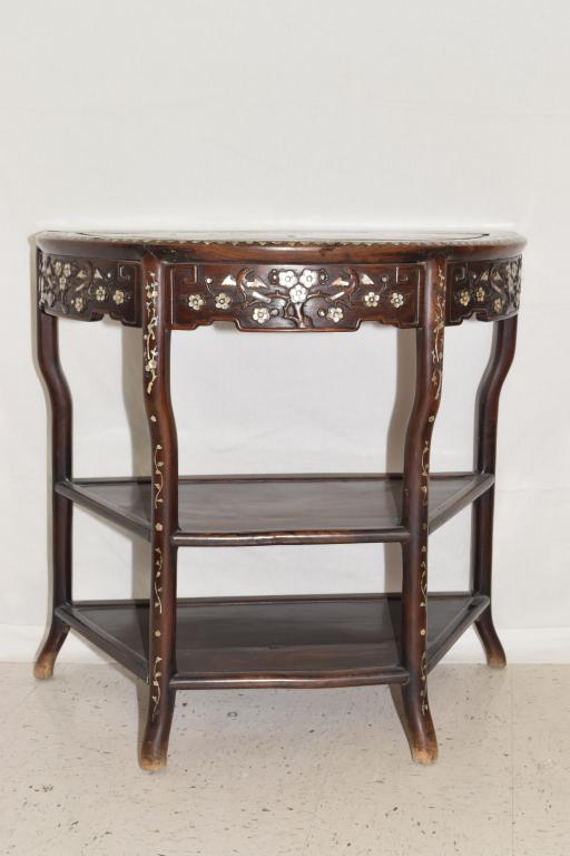 Qing Chinese Mother-of-Pearl Inlay Hongmu Half Table (1 of 4)