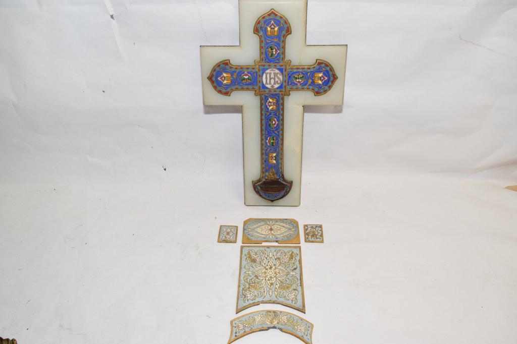 French Cloisonne Cross and Champleve Plaques (1 of 6)