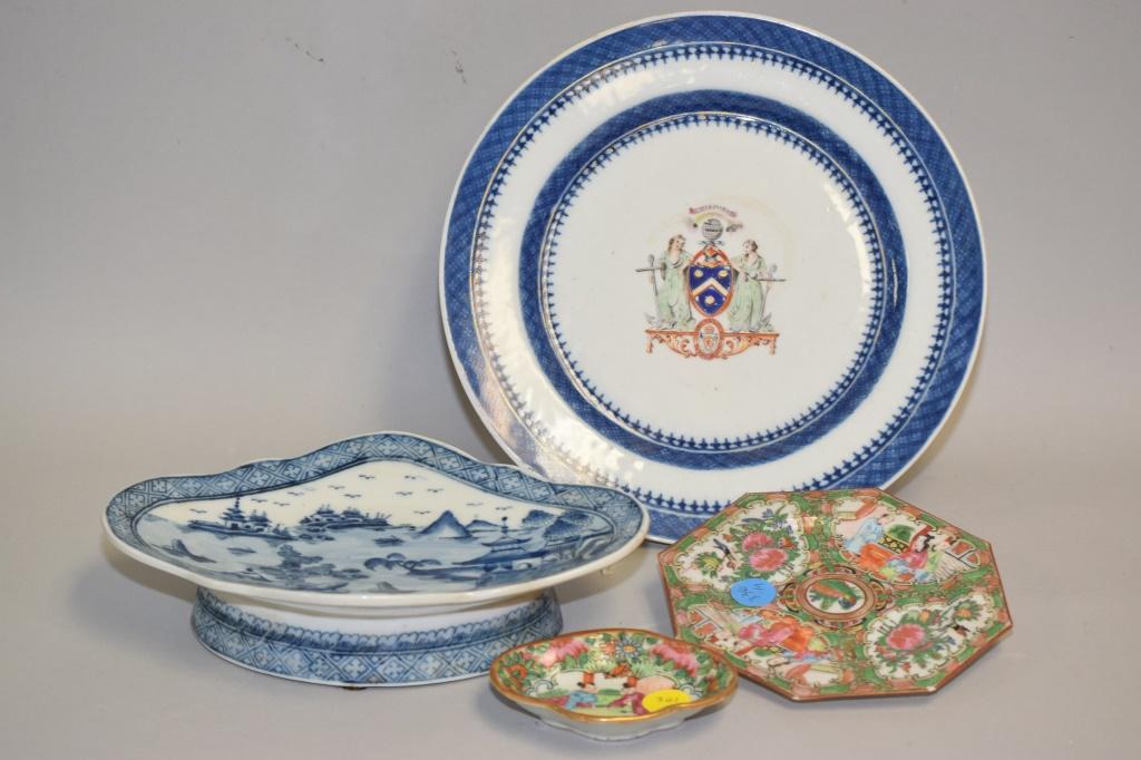 Four 18-19th C. Chinese Export Porcelain Plates (1 of 2)