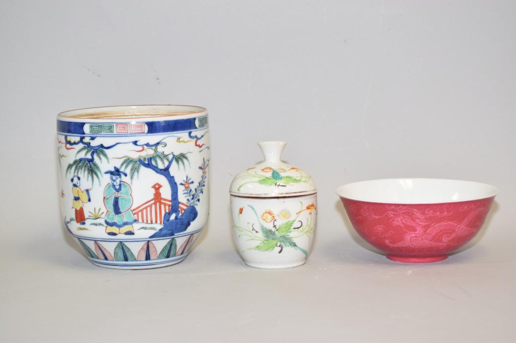 Three 19-20th C. Chinese Porcelain Ware (1 of 2)
