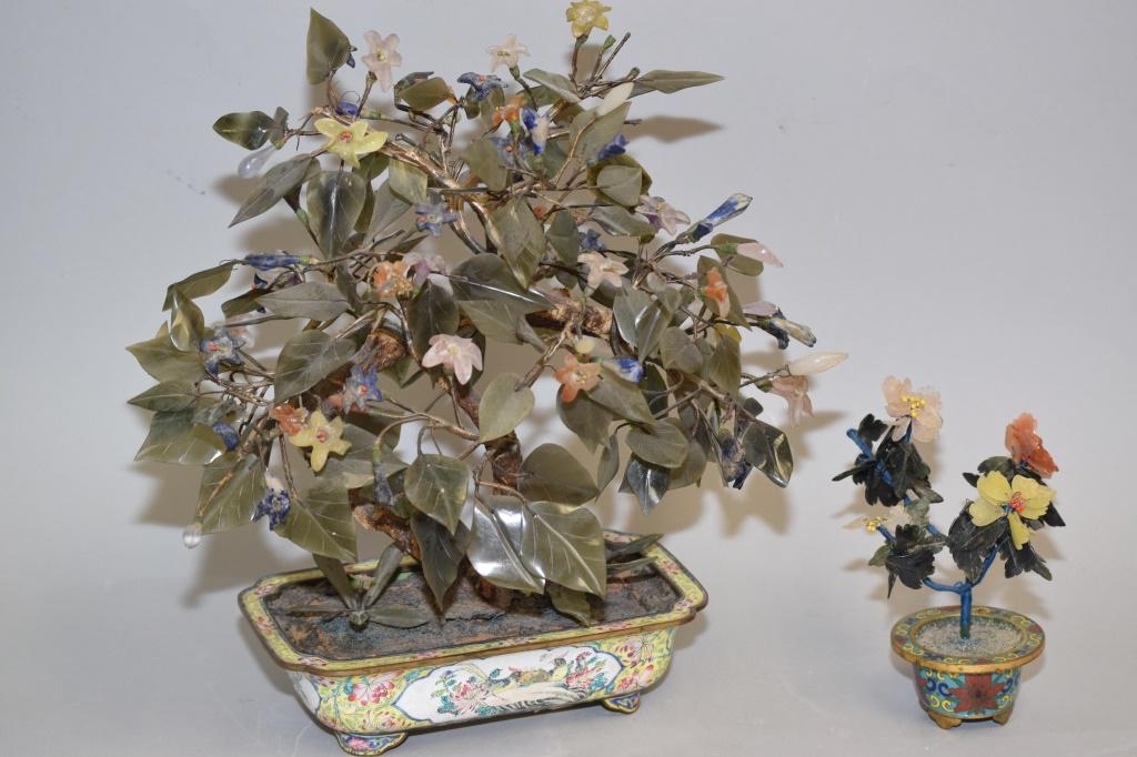Qing Chinese Jade Tree in Enamel over Bronze Pot (1 of 4)