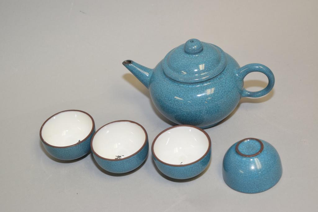 Set of Chinese Robbin's Egg Glaze YiXing ZiSha Ware (1 of 2)