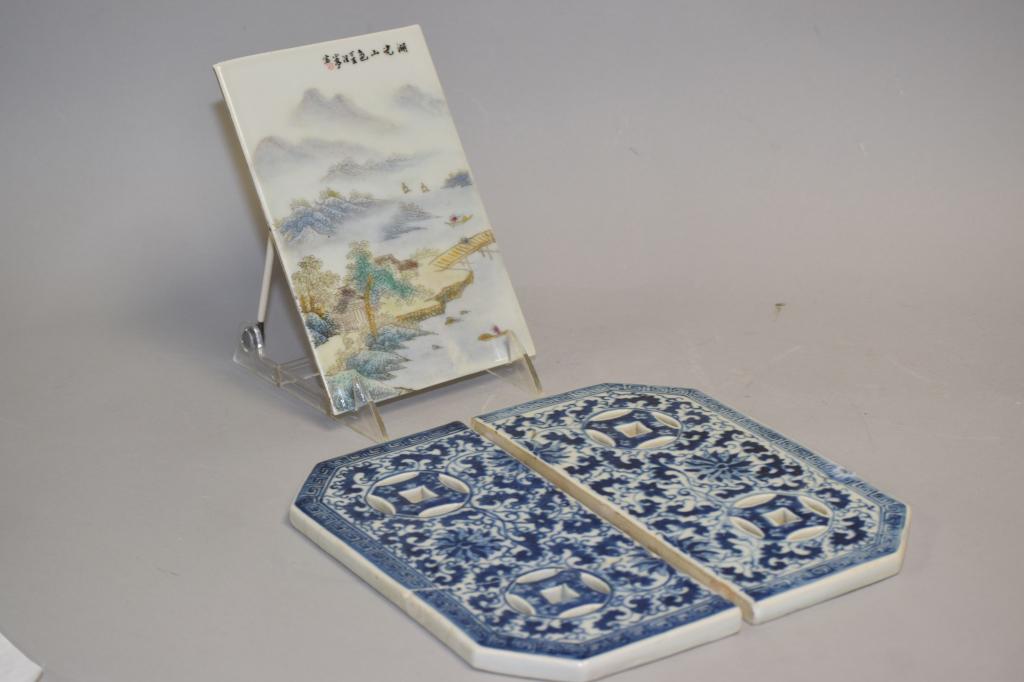 Three 19-20th C. Chinese Porcelain Plaque and Tile (1 of 3)