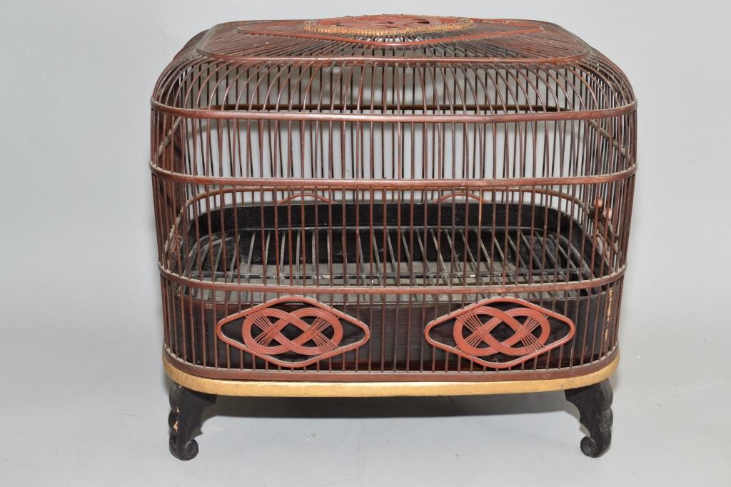 Chinese Bamboo Carved Bird Cage (1 of 3)