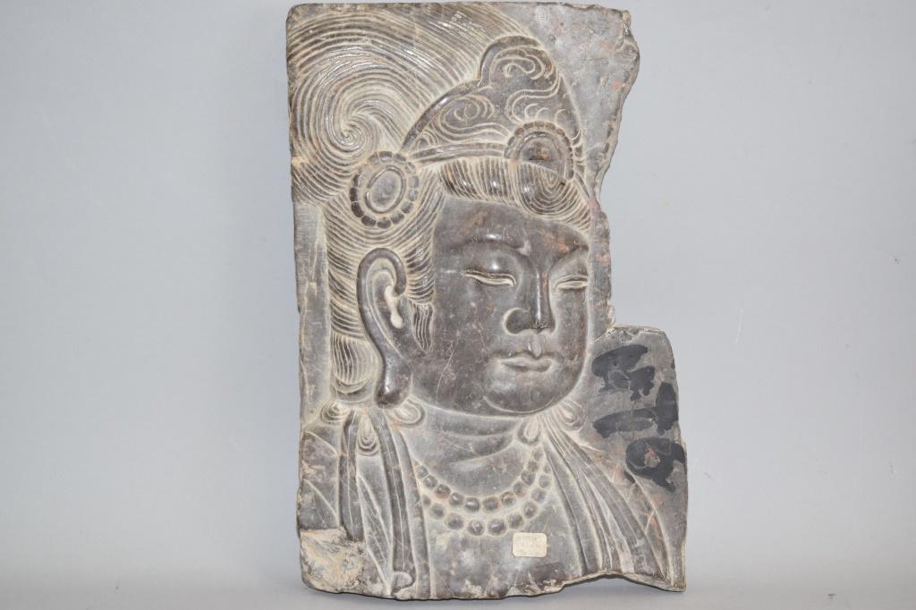 Yuan/Ming Chinese Relief Carved Stone Guanyin Plaque (1 of 5)